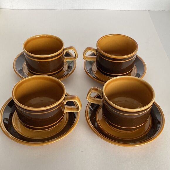 Vintage MCM Royal‎ Alma Staffordshire Ironware Cups and Sucers Set of 4 - Picture 13 of 16